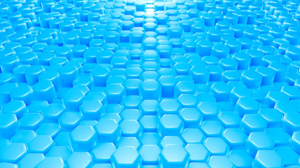 Fototapeta premium Niebieskie tło sześciokąt. Ilustracja, renderowanie 3d.