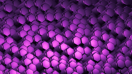 Purple hexagon background. 3d illustration, 3d rendering.