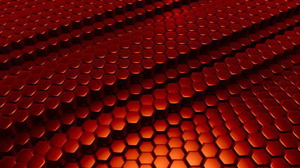 Fototapeta premium Red hexagon background. 3d illustration, 3d rendering.