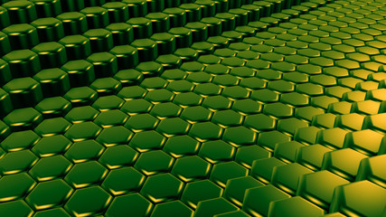 Fototapeta premium Green hexagon background. 3d illustration, 3d rendering.