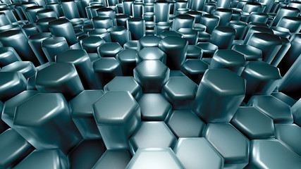 Green hexagon background. 3d illustration, 3d rendering.