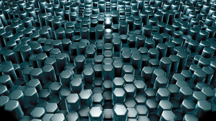 Fototapeta premium Green hexagon background. 3d illustration, 3d rendering.