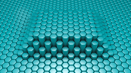Turquoise hexagon background. 3d illustration, 3d rendering.