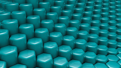 Fototapeta premium Turquoise hexagon background. 3d illustration, 3d rendering.