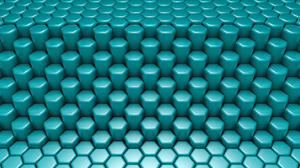 Turquoise hexagon background. 3d illustration, 3d rendering.