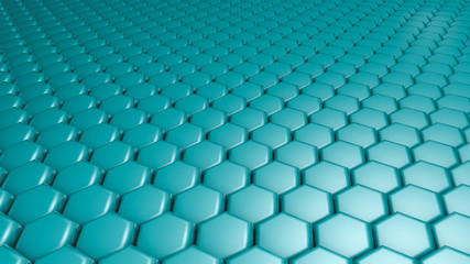 Turquoise hexagon background. 3d illustration, 3d rendering.