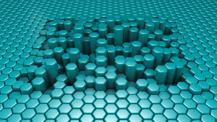 Turquoise hexagon background. 3d illustration, 3d rendering.