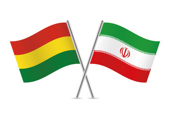 Bolivia and Iran flags. Vector illustration.