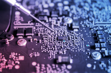 Circuit board and electronic computer hardware, Repair of electronic control panel, motherboard.