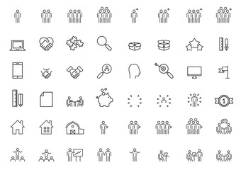 Human Resources Management Icons Line Vector illustration