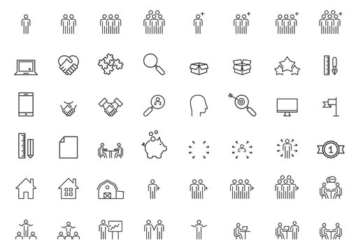 Human Resources Management Icons Line Vector illustration