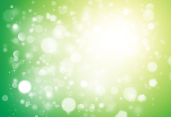 Fototapeta na wymiar Green and Gold glitter sparkles rays lights bokeh Festive Elegant abstract background.