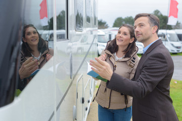 inspecting the camper van