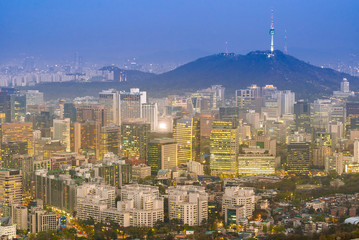 Night view of Seoul Downtown cityscape