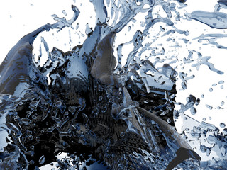 Splashing blue sparkling pure water. Abstract nature background