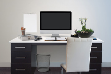 Fototapeta premium office workspace with various items on a desk