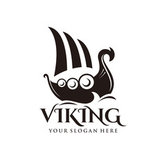 Viking ship logo vector