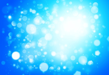 Blue glitter sparkles rays lights bokeh Festive Elegant abstract background.