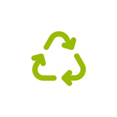 Three green arrows with. eco recycle icon. eco sign isolated on white. Vector reuse illustration.