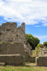 Fototapeta na wymiar View of ancient streets in ruins of Stari Bar, ancient fortress in Montenegro