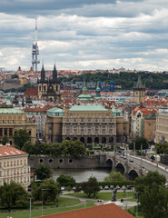 Fototapeta na wymiar Prague's Žižkov Television Tower as seen from the Castle