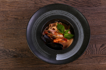 Seafood pasta with basil