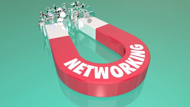 Networking Connections Meeting Magnet Pulling People 3d Animation