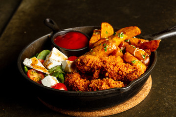 Fried chicken with potato