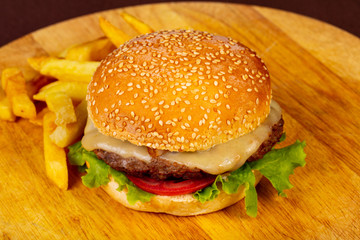 Tasty homemade burger