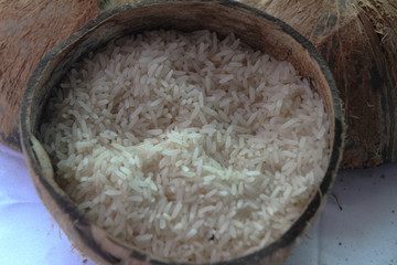 Rice prepare for cooking in the kitchen.