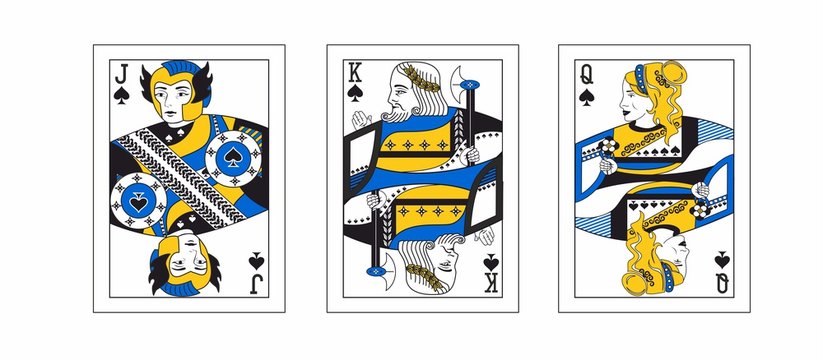 the illustration with the greek playing cards