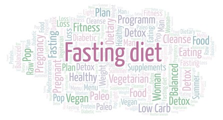 Fototapeta premium Word cloud with text Fasting diet on a white background.