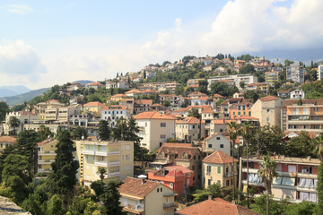 Fototapeta na wymiar Beautiful view of popular resort town of Herceg Novi from fortress of Forte Mare, Montenegro