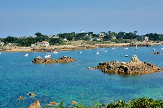 Paysage sur l'île de Bréhat en Bretagne. France