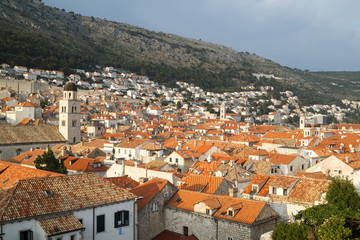 Fototapeta na wymiar view of the roofs of the magnificent old town of Dubrovnik from the city walls