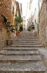 Fototapeta na wymiar Traditional street in Majorca, Balearic Islands, Spain