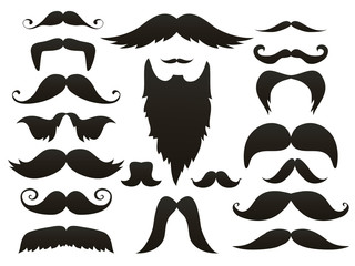Moustache mustache icon isolated set.Funny fake moustaches for mouth mask vector collection. Vector illustration.