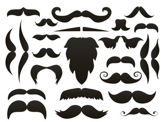 Moustache mustache icon isolated set.Funny fake moustaches for mouth mask vector collection. Vector illustration. - 220968119