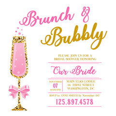 Brunch and Bubbly invitation. Bridal shower.