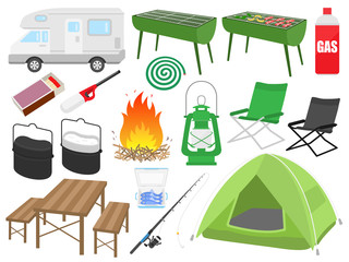 キャンプのイラストセット