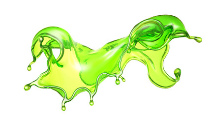 A beautiful green liquid splash. 3d illustration, 3d rendering.