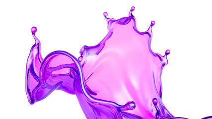 A beautiful magenta splash of liquid. 3d illustration, 3d rendering.
