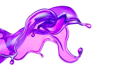 A beautiful magenta splash of liquid. 3d illustration, 3d rendering.