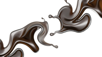 Splash of dark liquid. 3d illustration, 3d rendering.