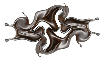 Splash of dark liquid. 3d illustration, 3d rendering.