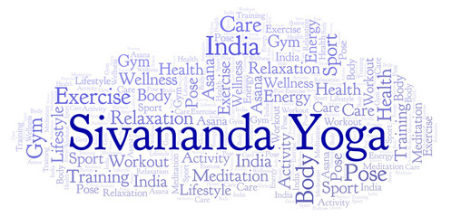 Sivananda Yoga word cloud.