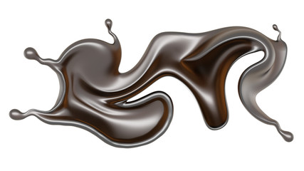 Splash of dark liquid. 3d illustration, 3d rendering.