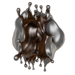 Splash of dark liquid. 3d illustration, 3d rendering.