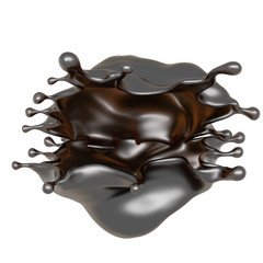 Splash of dark liquid. 3d illustration, 3d rendering.