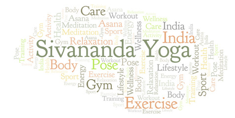 Obraz premium Sivananda Yoga word cloud.